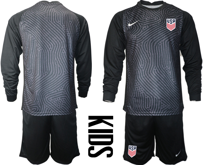 Youth 2020-2021 Season National team United States goalkeeper Long sleeve black Soccer Jersey1